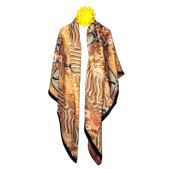 NWT Double Sided Silk Scarf 53"x53" Large Square Shawl Wrap XiangYunSha 36211 - Picture 8 of 11